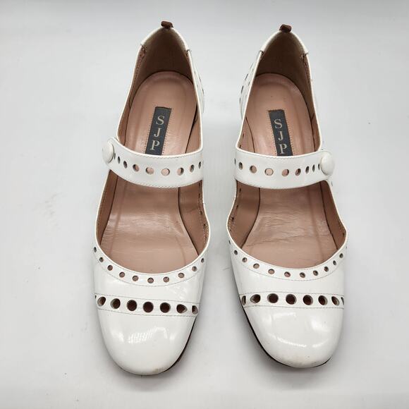 SJP Sarah Jessica Parker Tartt Pierce White Patent Mary Jane Heel EU 35.5 US 5.5 - Picture 2 of 8